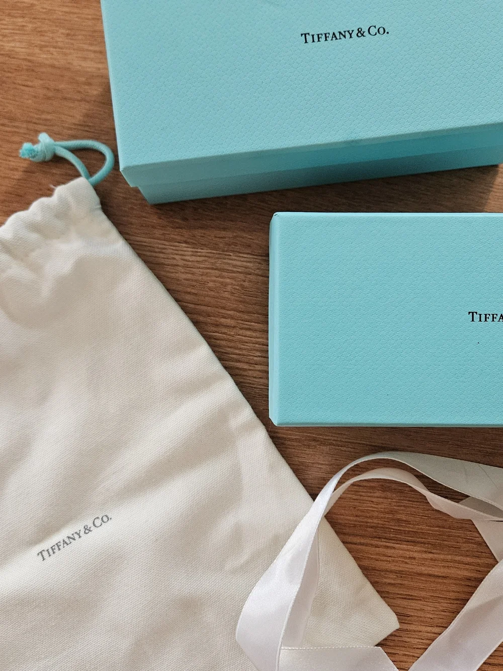 Tiffany & Co. Blue Jewelry Boxes and Pouch Set